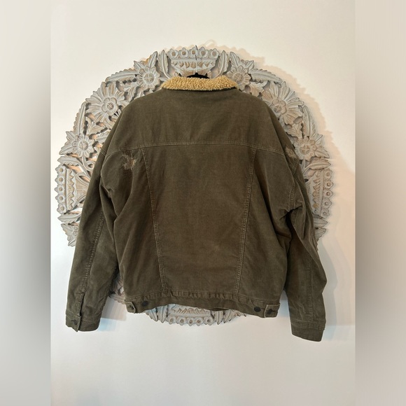 Zara Man Khaki Corduroy Sherpa Jacket Size Large Winter Or Fall Outerwear - Picture 11 of 12